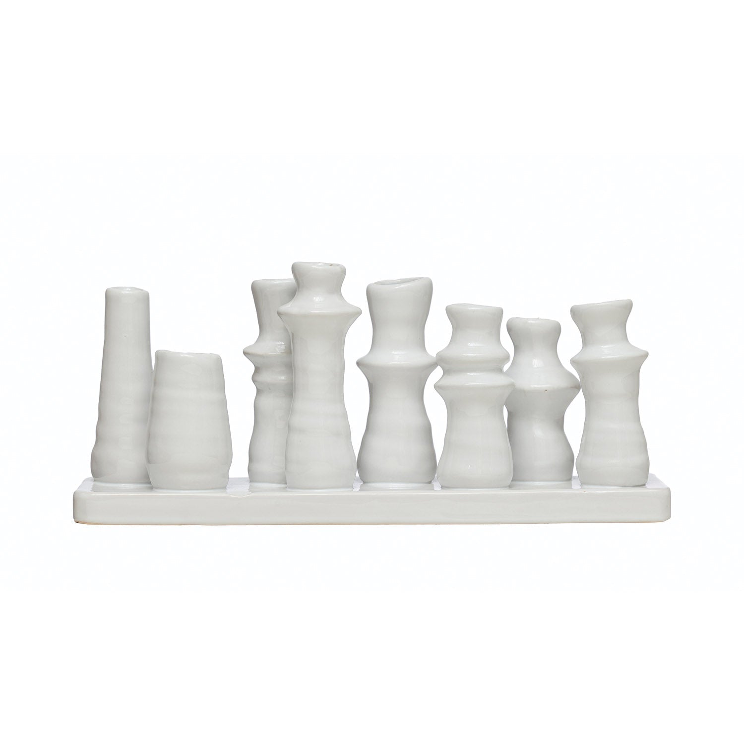 Vase Stoneware Multi Vase With 8 Sections White 10.5" Long x 4.5" High by Homeportonline