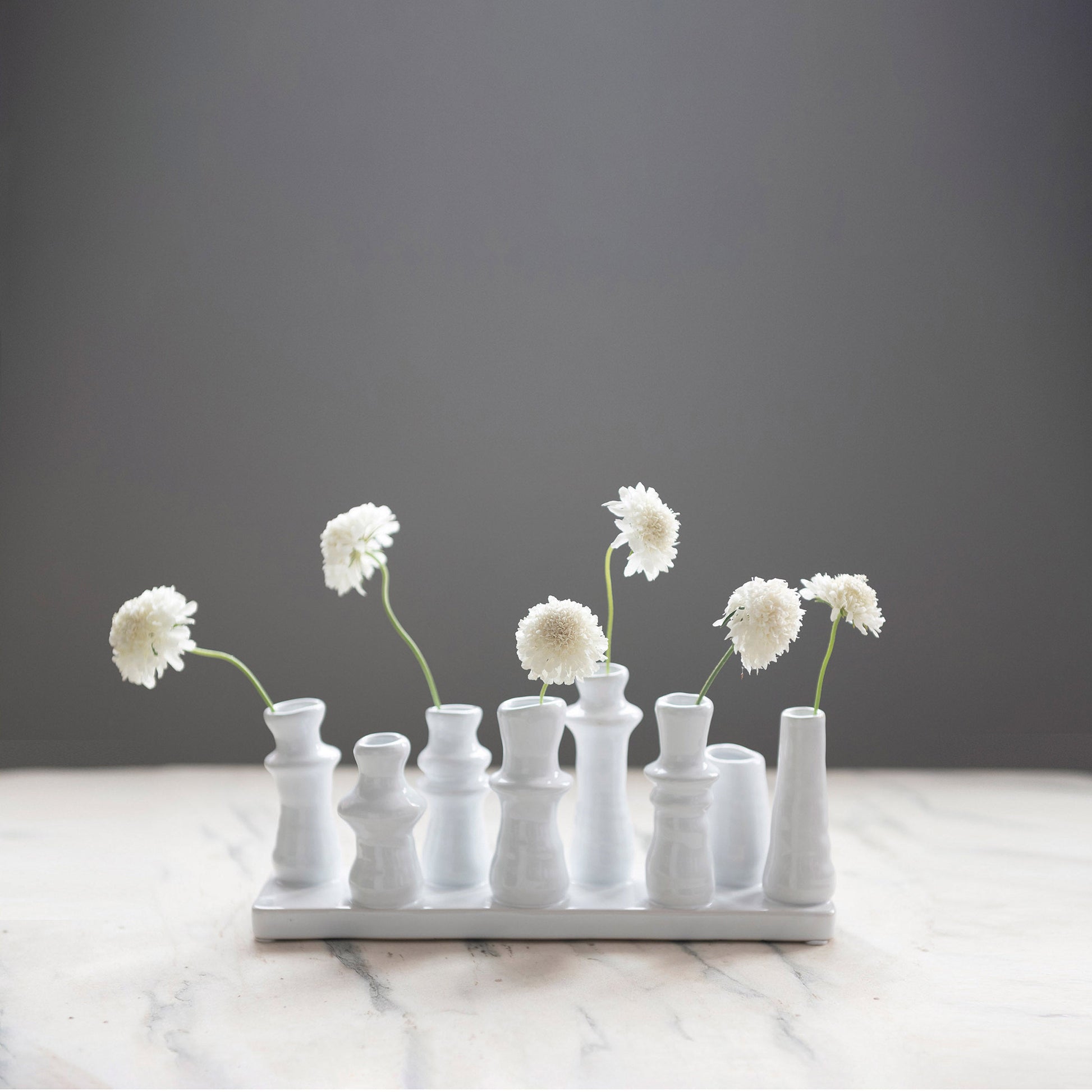 Vase Stoneware Multi Vase With 8 Sections White 10.5" Long x 4.5" High by Homeportonline