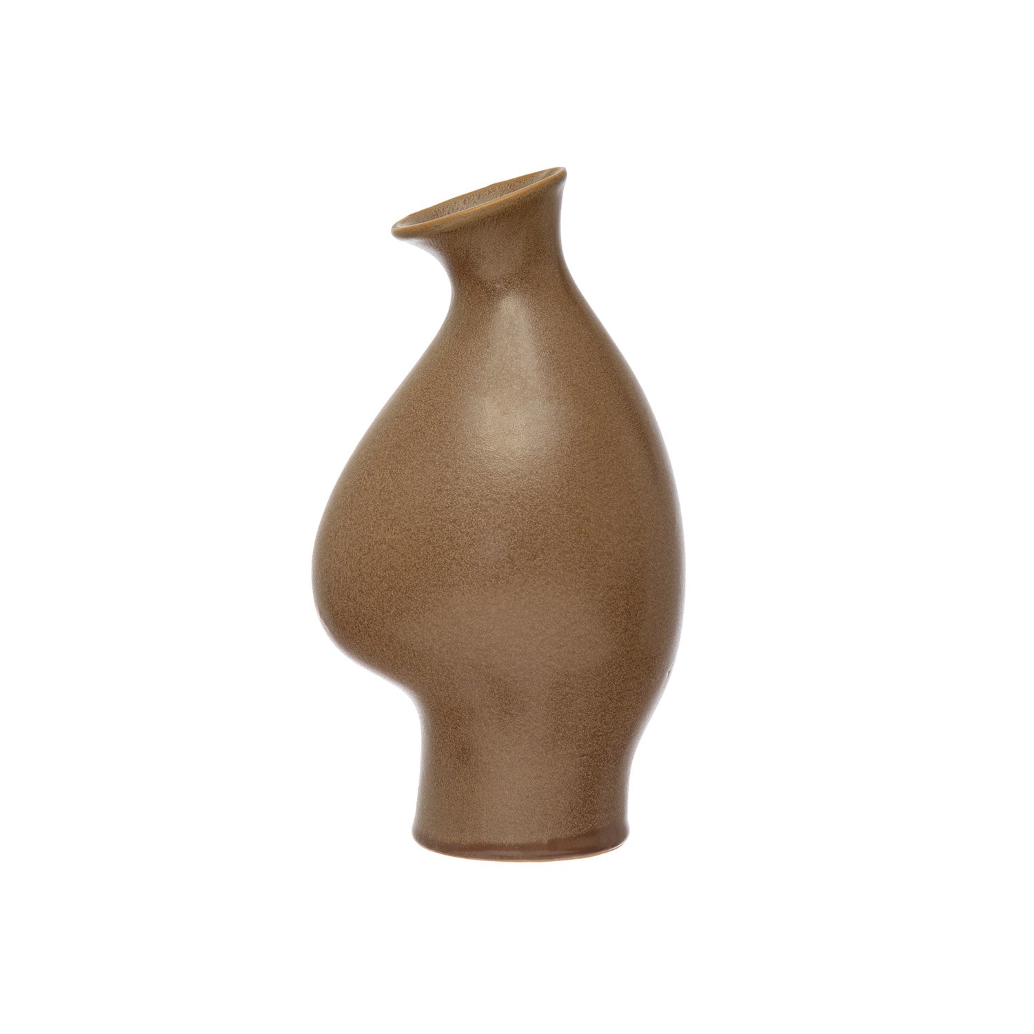 Vase Stoneware Organic Shape Speckled Brown 10.25" High by Homeportonline