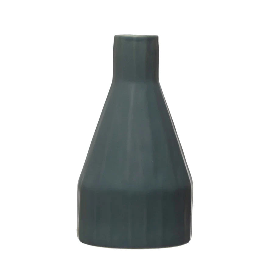 Vase Dolomite Pleated Matte Blue 9.25" High by Homeportonline