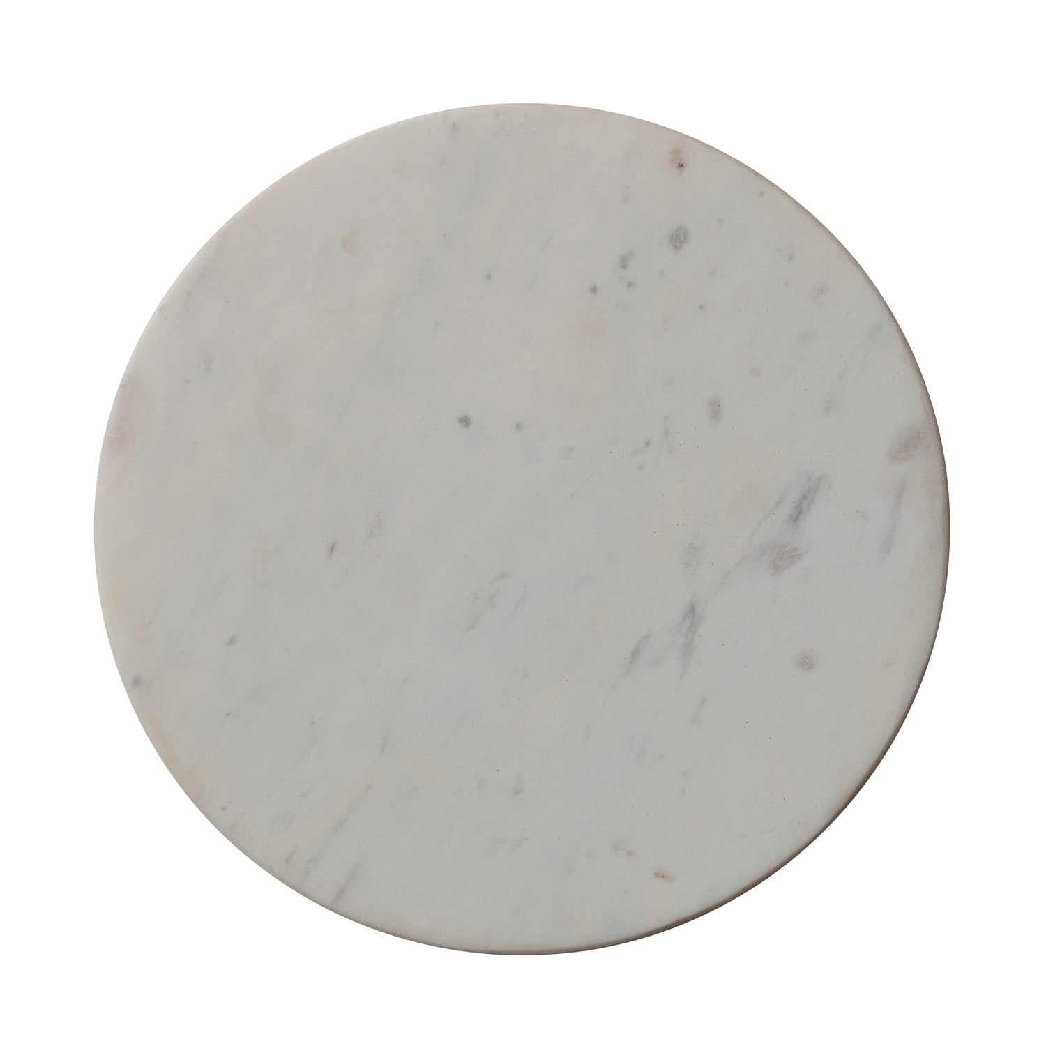 Table Martini Acacia Wood & Metal With White Marble Top Walnut & Brass Finish 9.5" Round x 22"H by Homeportonline