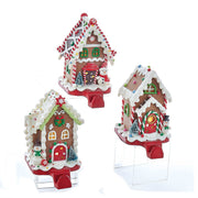 Battery-Operated Gingerbread Candy House Lighted Stocking Hangers -
