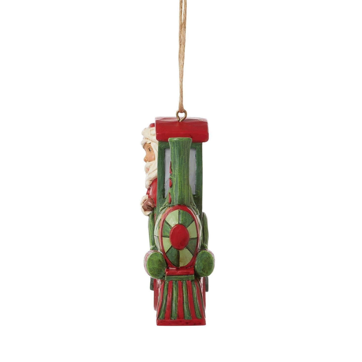 Santa In Train Ornament