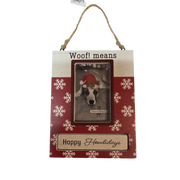 Pet Photo Frame Ornament - Woof! means Happy Howlidays
