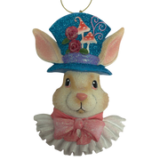 White Rabbit  - Alice in Wonderland Flat Back Character Head Ornament