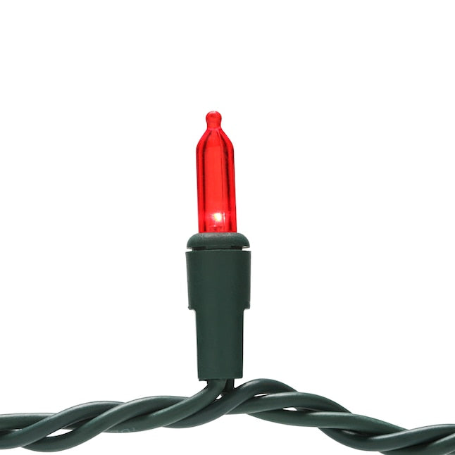 Red LED String Lights - 100 Light - Green Wire