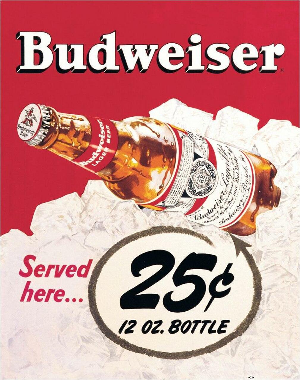 Tin Sign: Budweiser 25c by Homeportonline