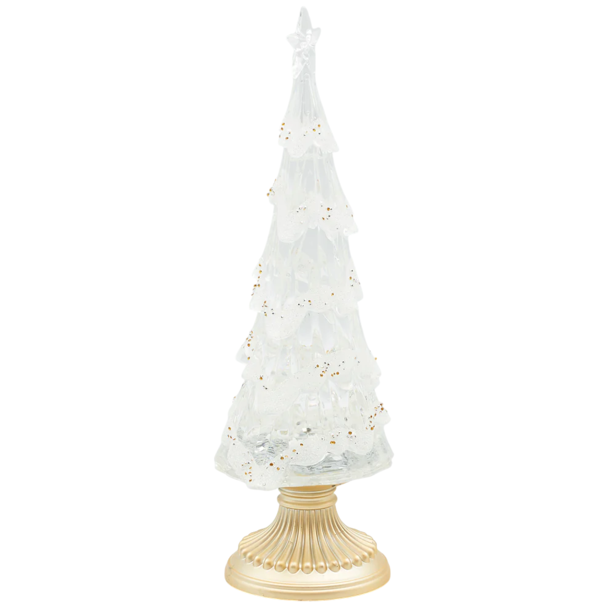 Lighted Swirl Tree with Gold Crystals & Base