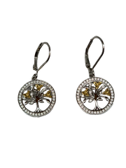 Sterling Silver CZ Gold Plated Tree of Life Earrings
