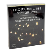 10' Battery Operated 25-Light Warm White Fairy LED Green Wire Light Set