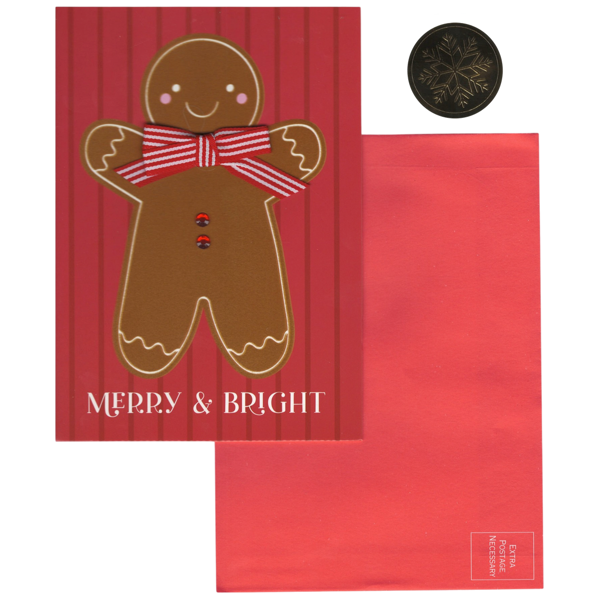 Premium Christmas Card - Merry & Bright Gingerbread Man