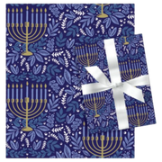 Foil-Accented Hanukkah Wrap (Navy) - 25 sq. feet
