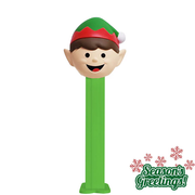 Christmas Pez Dispenser with 3 Rolls of Candy - Elf With Green Base