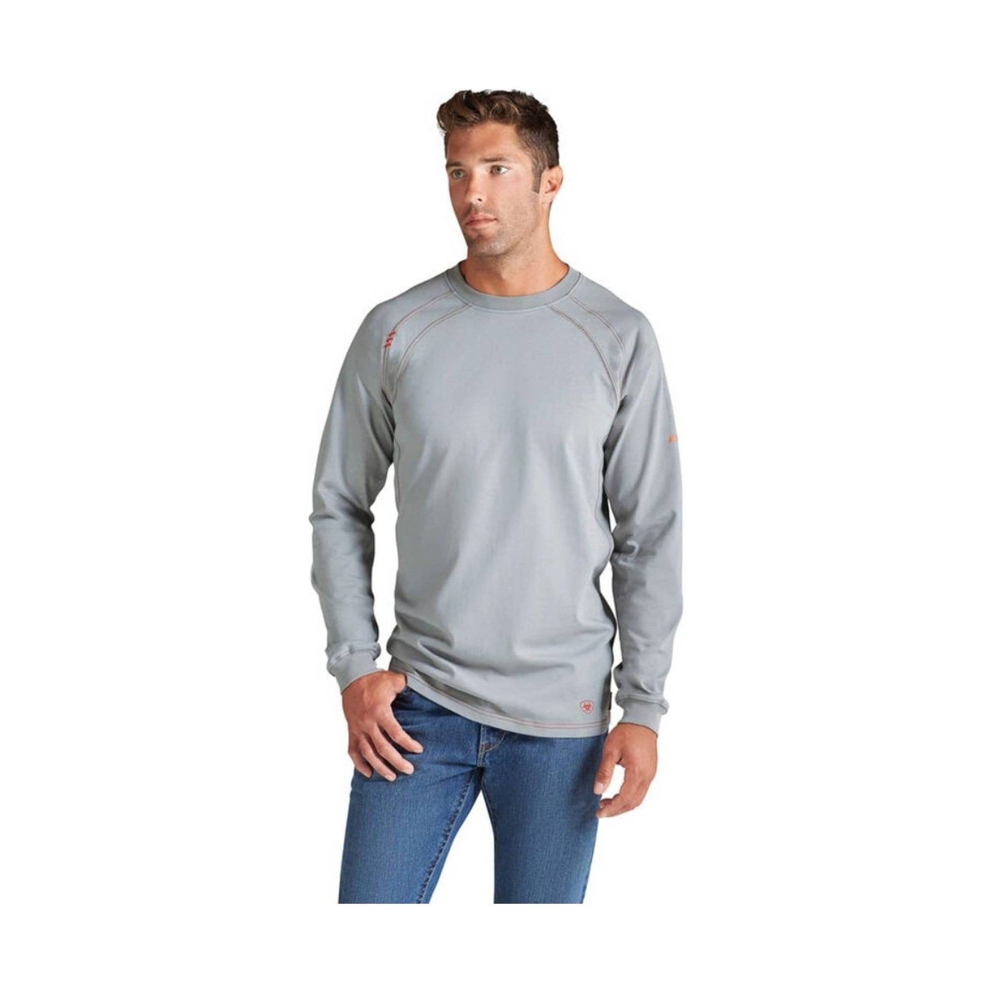 Ariat Men's Flame Resistant Work Crew Long Sleeve T-Shirt - Gray by Lenny's Shoe & Apparel