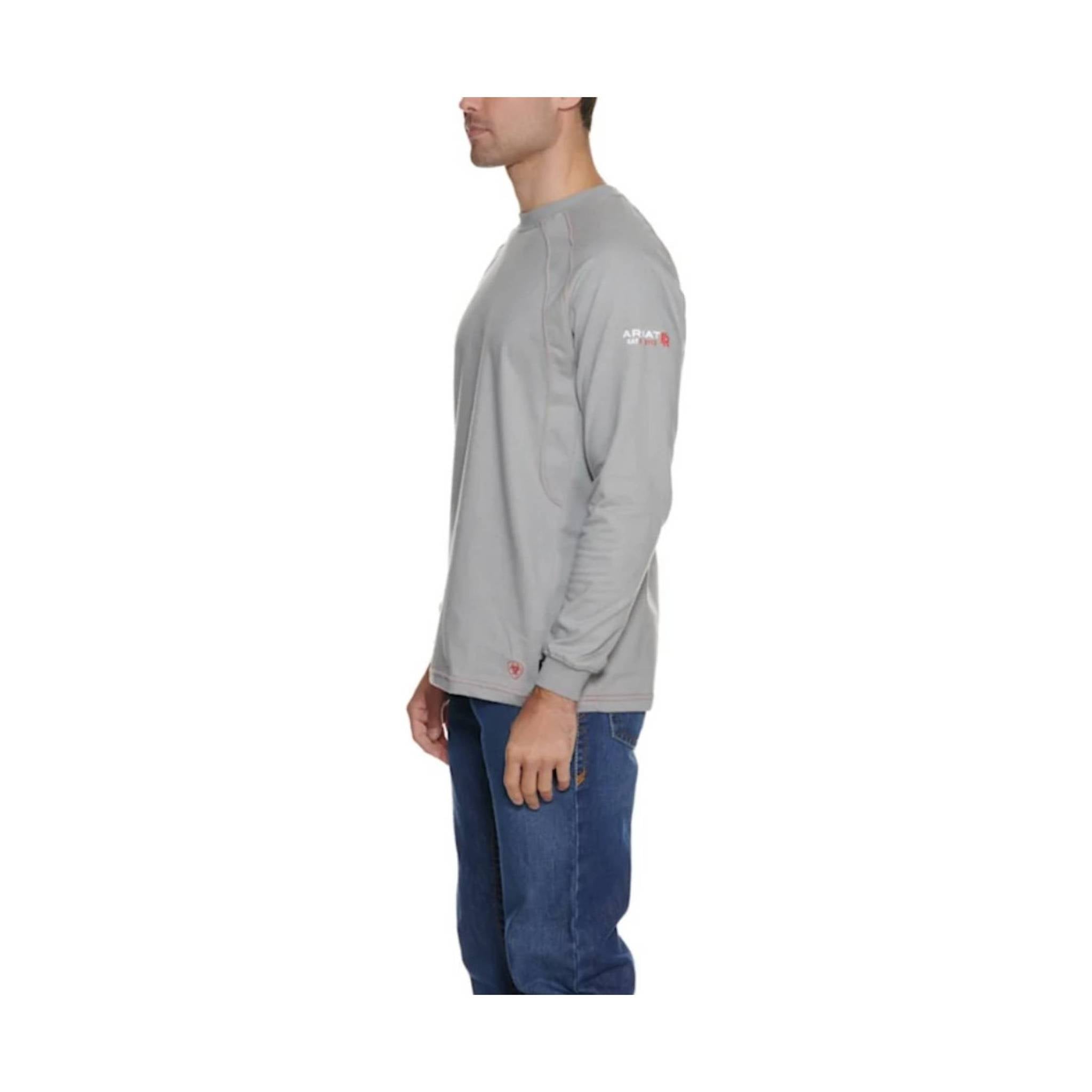 Ariat Men's Flame Resistant Work Crew Long Sleeve T-Shirt - Gray by Lenny's Shoe & Apparel
