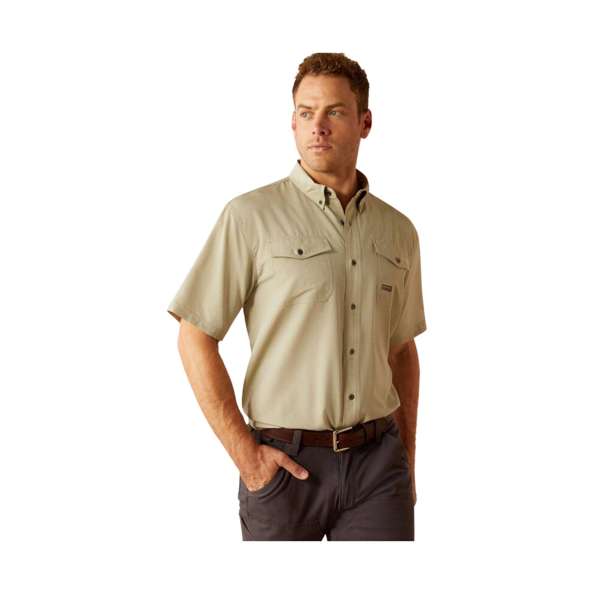 Ariat Men's Made Tough VentTEK DuraStretch Work Shirt - Oil Green by Lenny's Shoe & Apparel