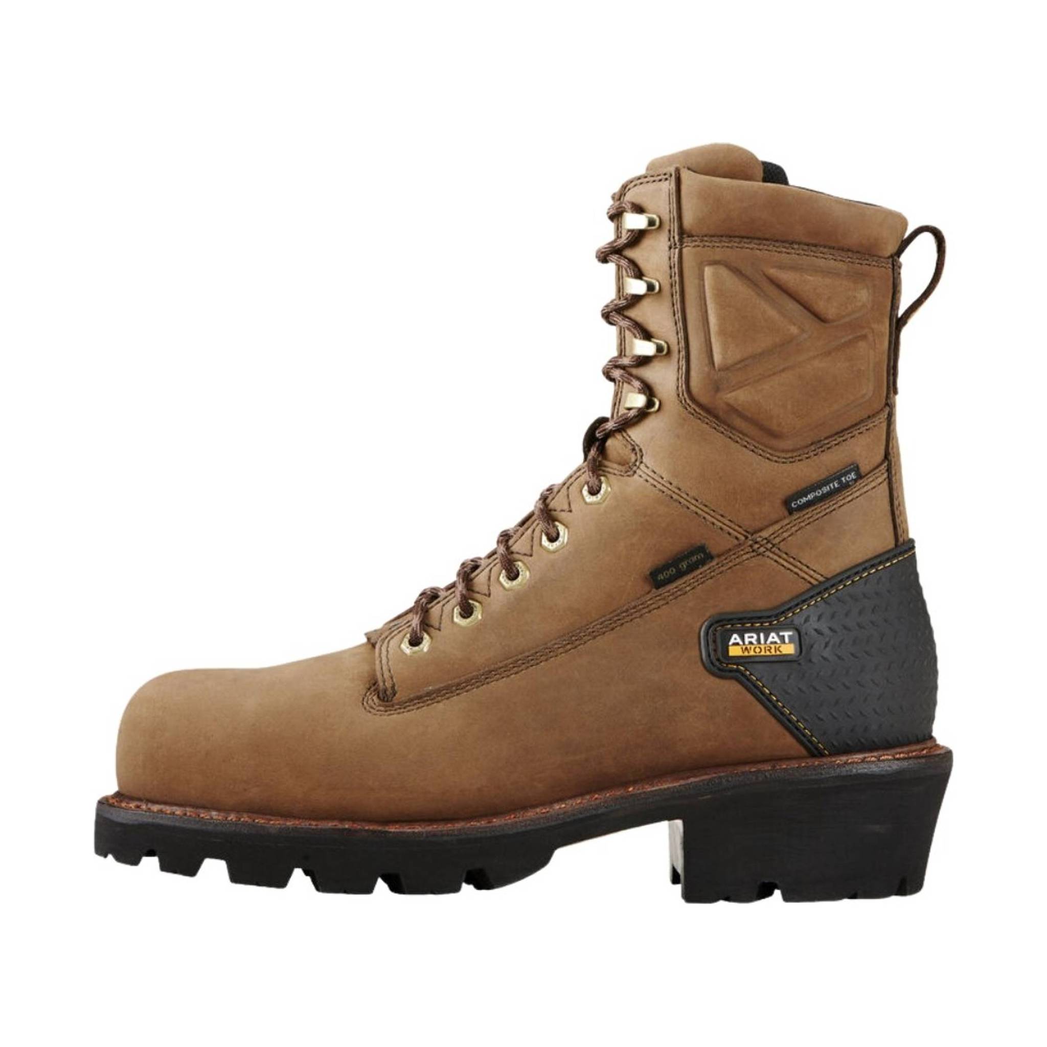 Ariat Men's Powerline 8 Inch 400G Waterproof Composite Toe Work Boot - Oily Distressed Brown by Lenny's Shoe & Apparel