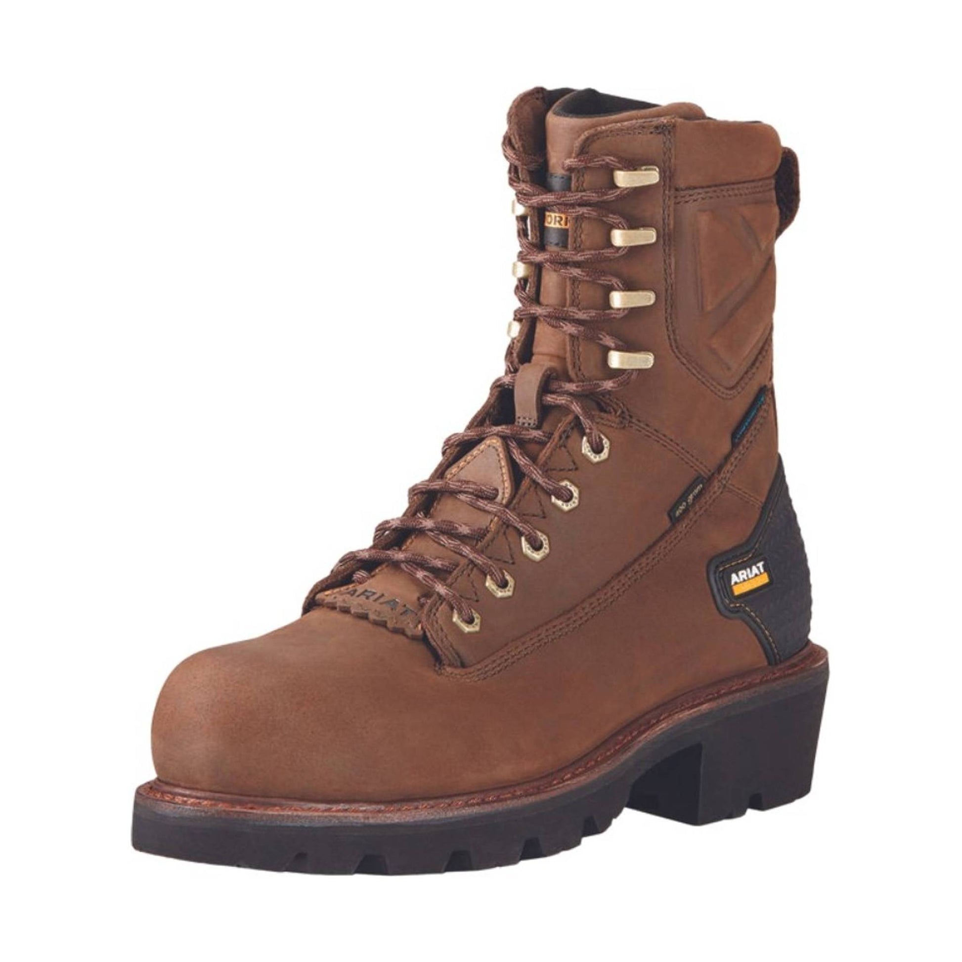 Ariat Men's Powerline 8 Inch 400G Waterproof Composite Toe Work Boot - Oily Distressed Brown by Lenny's Shoe & Apparel
