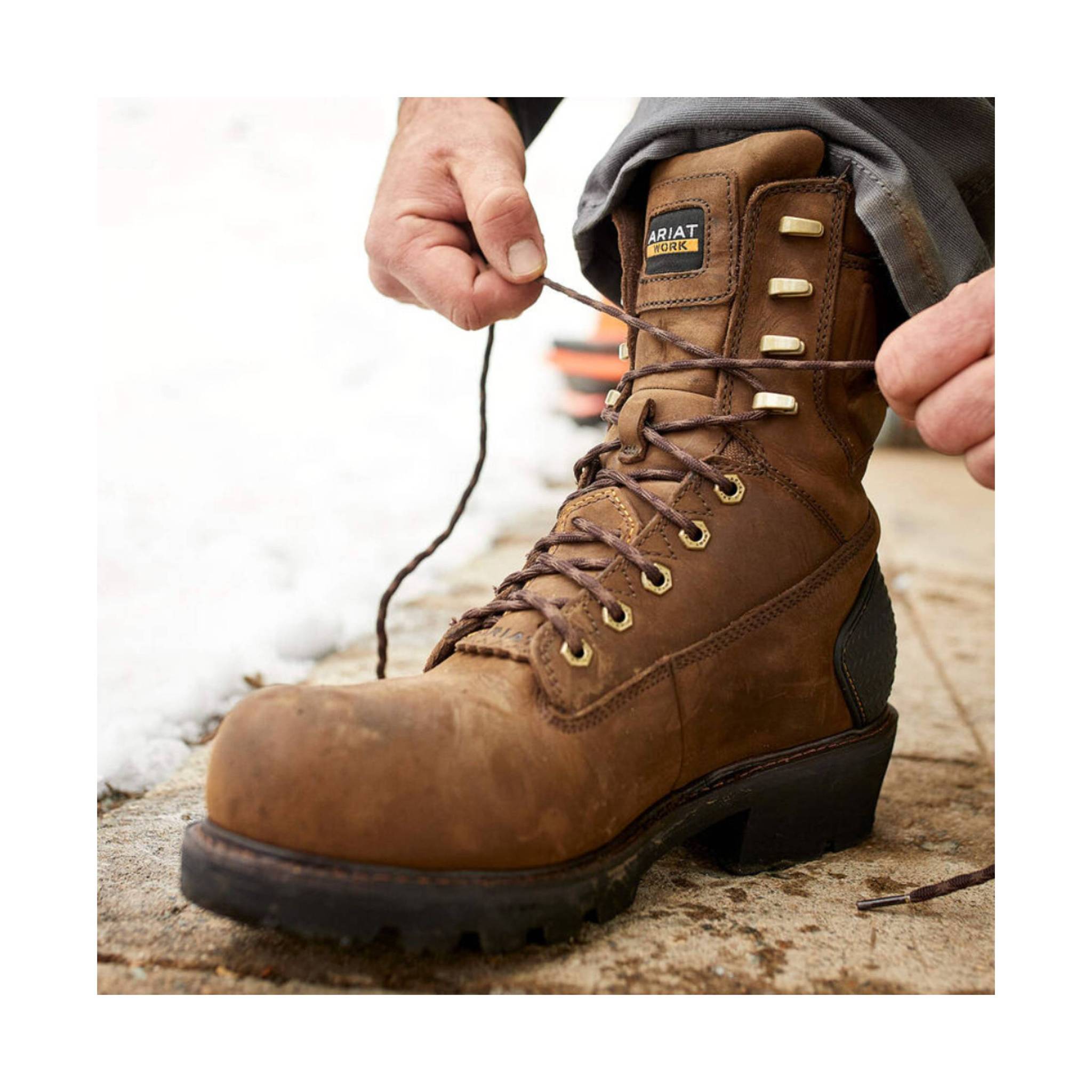 Ariat Men's Powerline 8 Inch 400G Waterproof Composite Toe Work Boot - Oily Distressed Brown by Lenny's Shoe & Apparel
