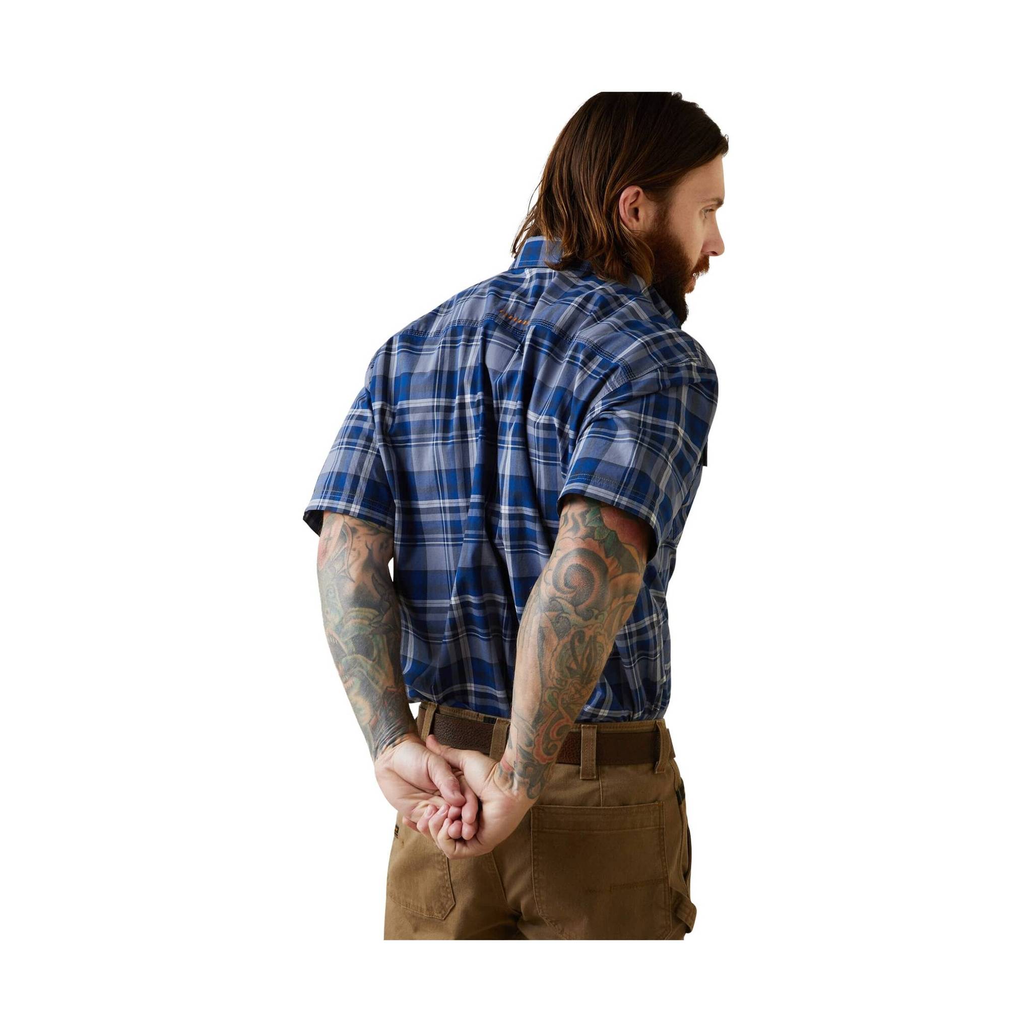 Ariat Men's Rebar Made Tough DuraStretch Work Shirt - Blue by Lenny's Shoe & Apparel