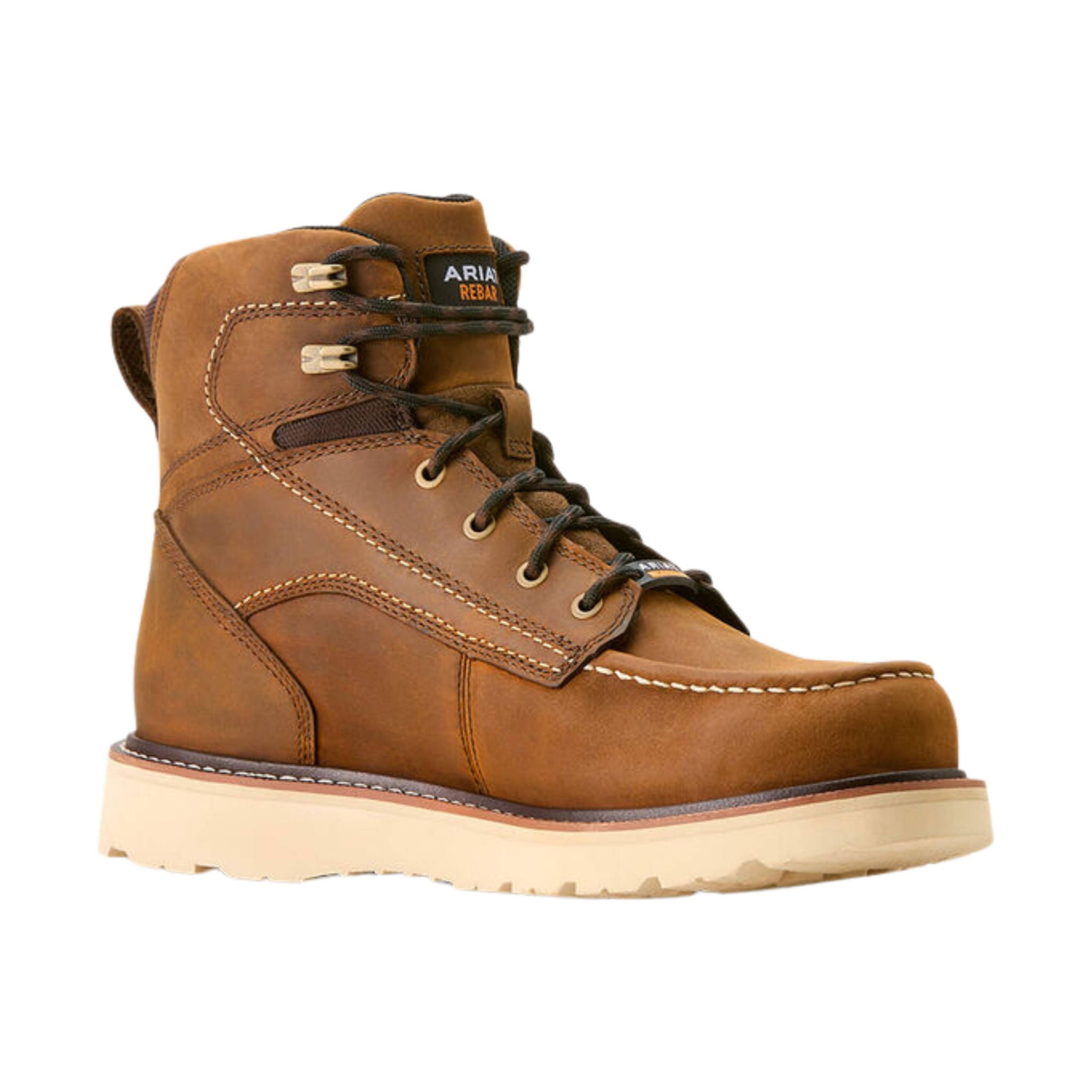 Ariat Men's Rebar Wedge Moc Toe 6 Inch Waterproof Work Boots - Distressed Brown by Lenny's Shoe & Apparel