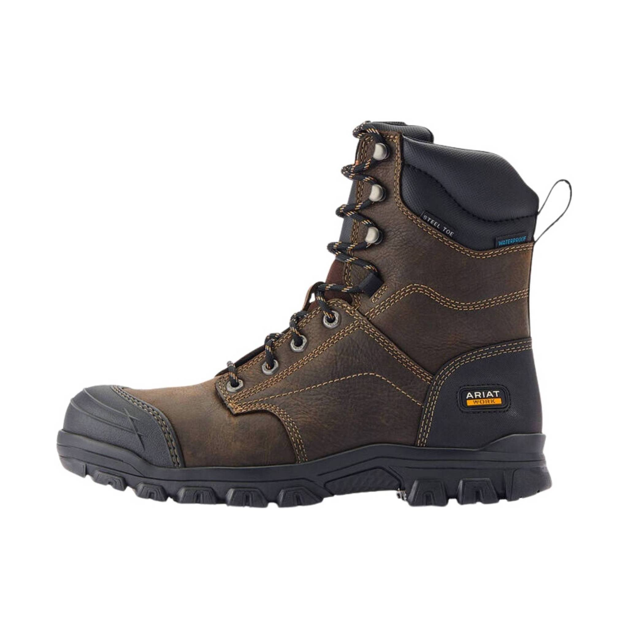 Ariat Men's Treadfast 8 Inch Waterproof Steel Toe Work Boot - Dark Brown by Lenny's Shoe & Apparel