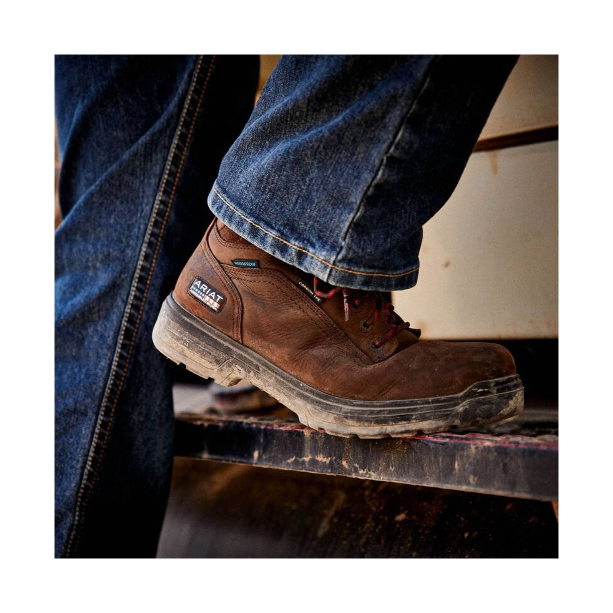 Ariat Men's Turbo 6in USA Assembled Waterproof Carbon Toe Work Boot - Brown by Lenny's Shoe & Apparel