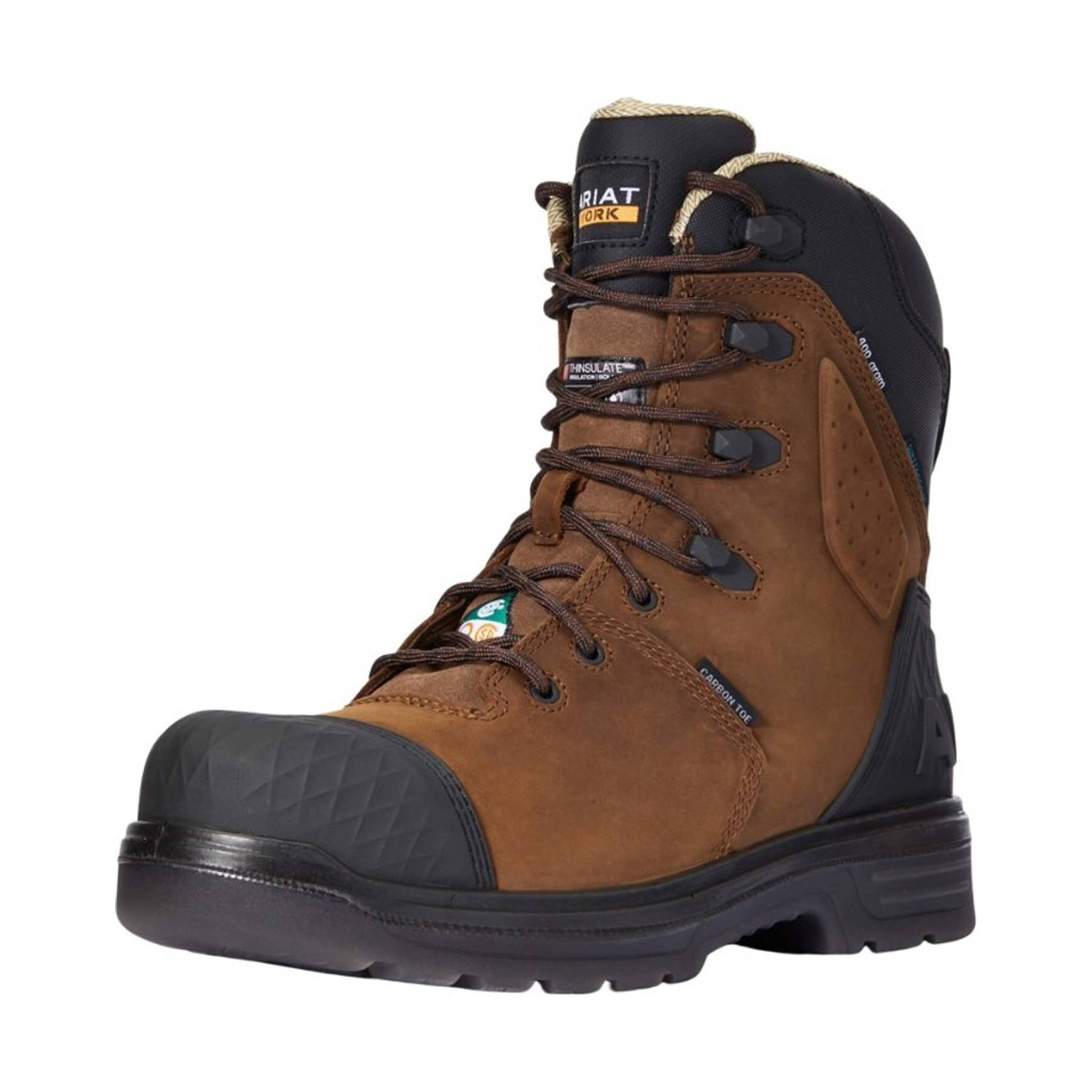 Ariat Men's Turbo Outlaw 8 Inch CSA Waterproof 400G Insulated Carbon Safety Toe Work Boot - Dark Brown by Lenny's Shoe & Apparel