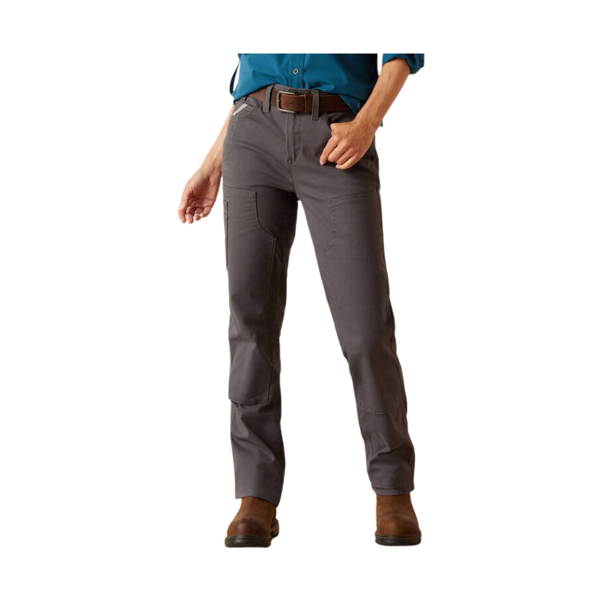 Ariat Women's Rebar PR Dura Stretrch Made Tough Double Front Straight Pant - Grey by Lenny's Shoe & Apparel