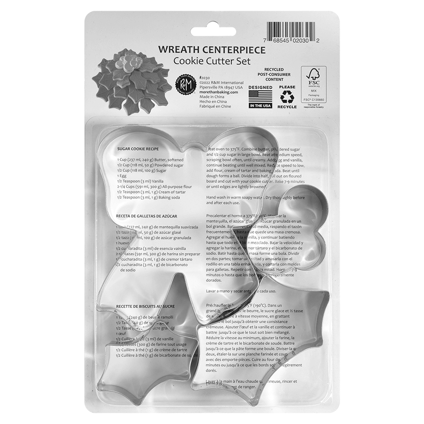 Wreath Centerpiece 4 Pc Cookie Cutter Set