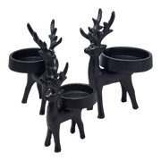 Iron Matte Black Reindeer Candle Holder  3 Piece Set