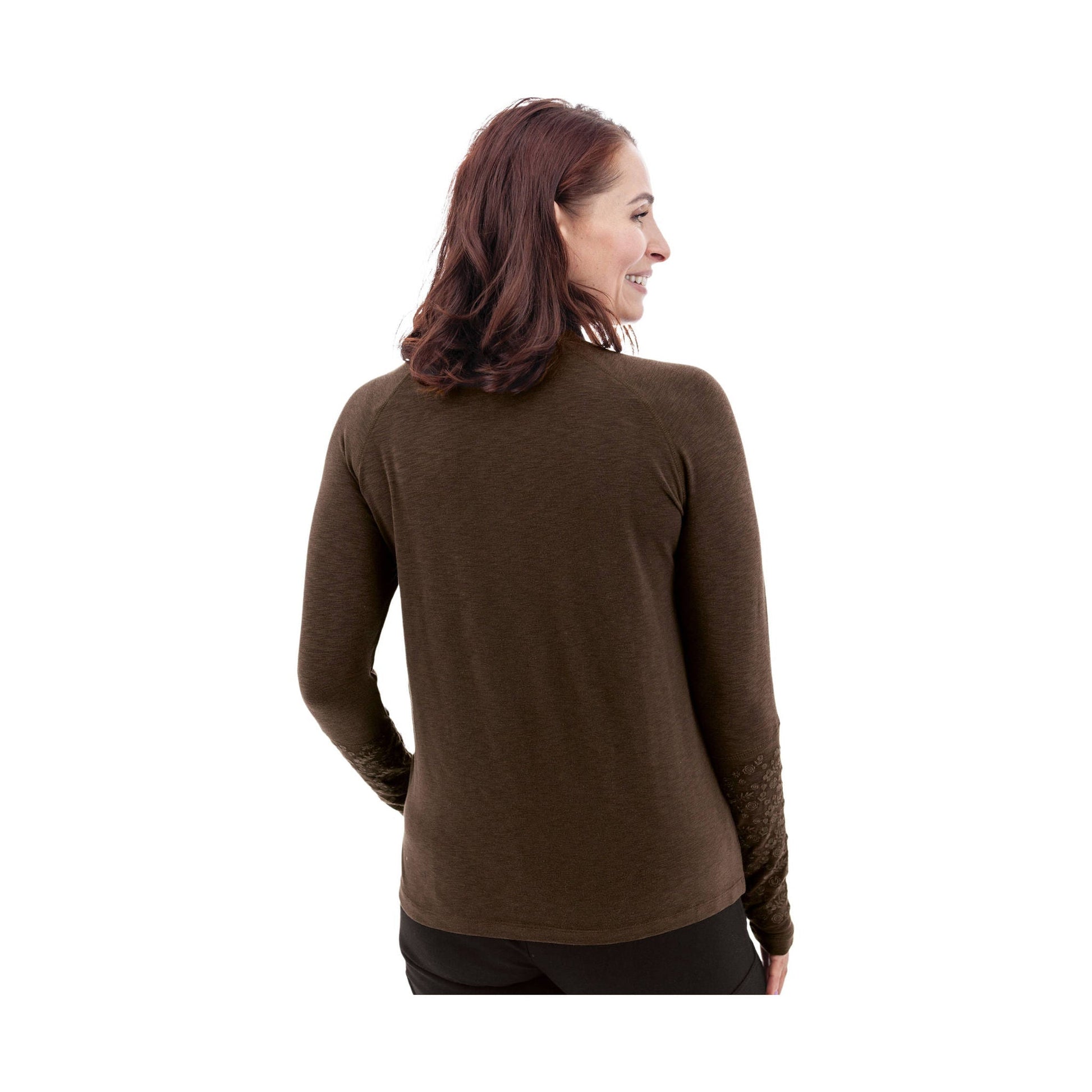 Aventura Women's McIntyre Quarter Zip Embroidered Pullover - Black Coffee by Lenny's Shoe & Apparel