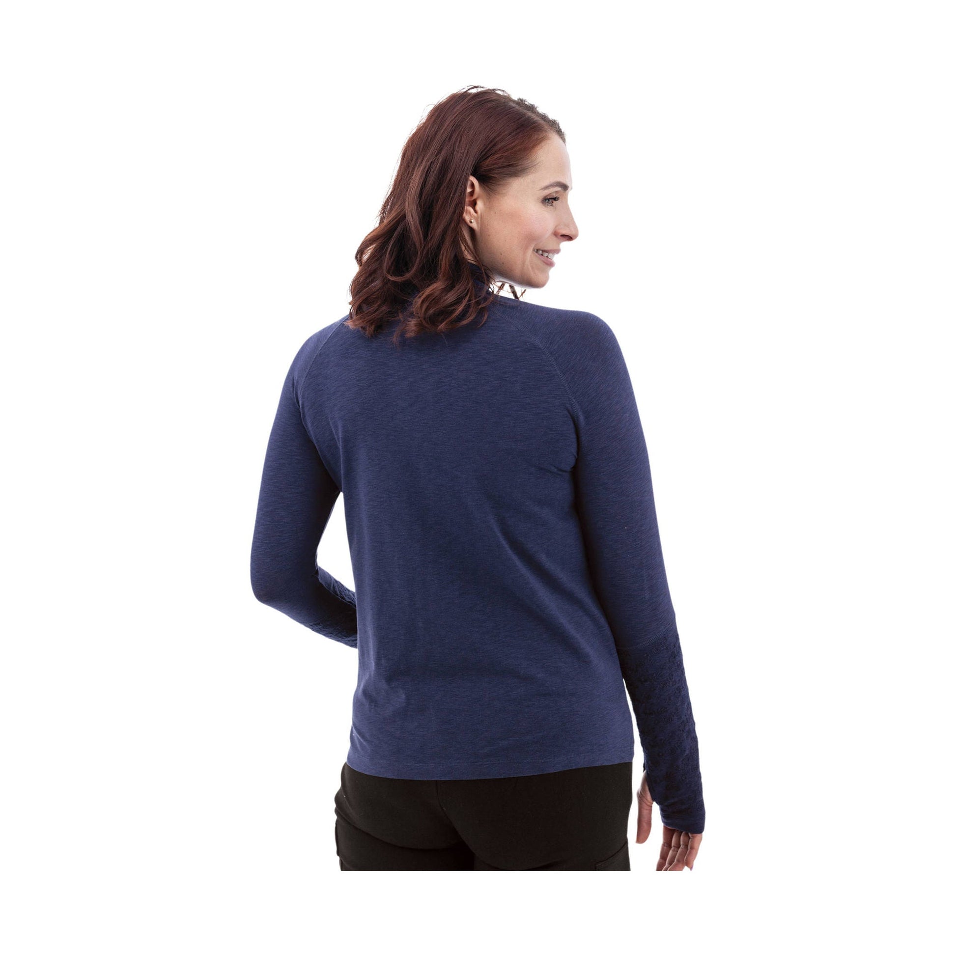 Aventura Women's McIntyre Quarter Zip Embroidered Pullover - Peacoat by Lenny's Shoe & Apparel