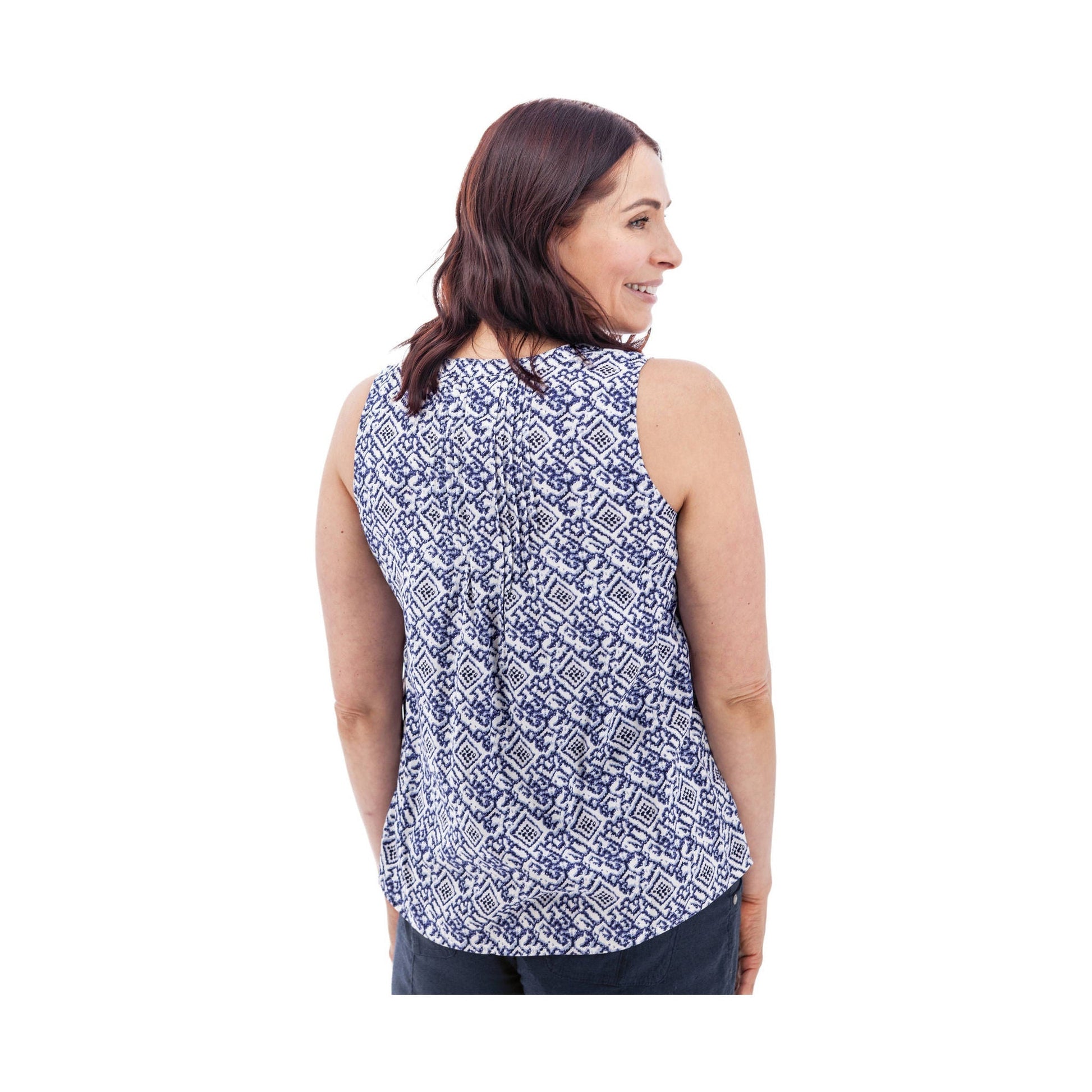 Aventura Women's Portofino Split Neck Pintuck Tank - Sky Captain by Lenny's Shoe & Apparel