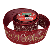 2.5" x 3 Yard Christmas Ribbon - Red Merry Christmas