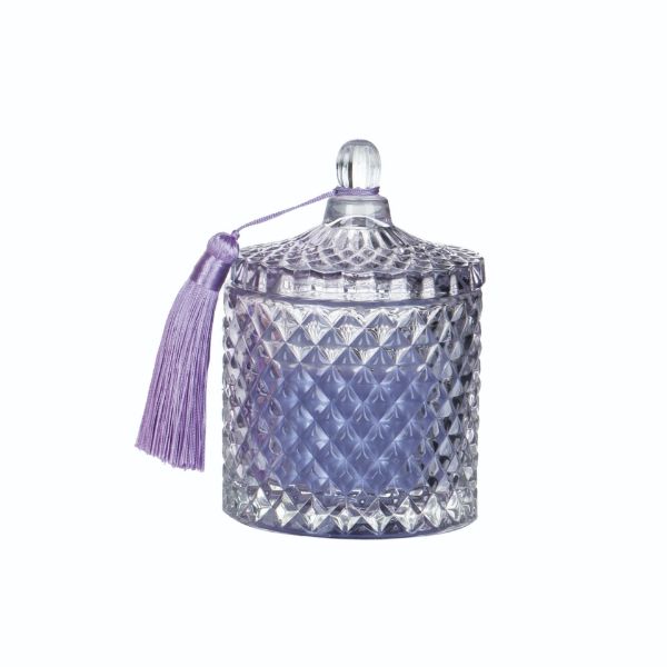Glass Jar Candle Lavender with Tassel by Homeportonline