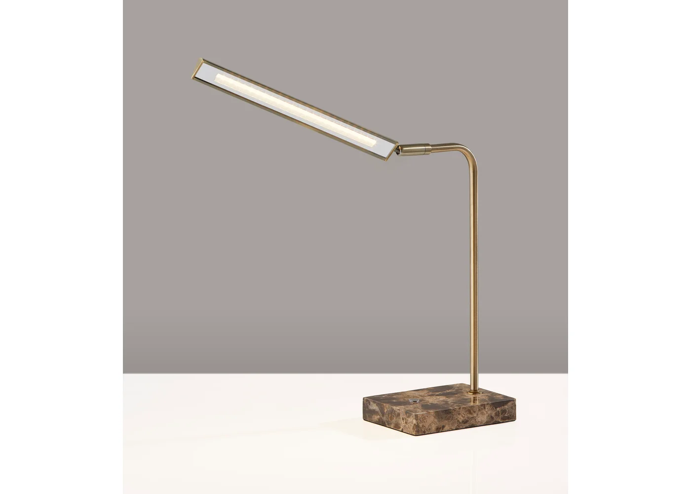 Reader Desk Lamp LED 15" High Antique Brass & Marble by Homeportonline
