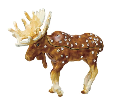 Trinket Box Enameled Metal Moose 3.5"l x 2.75"h by Homeportonline