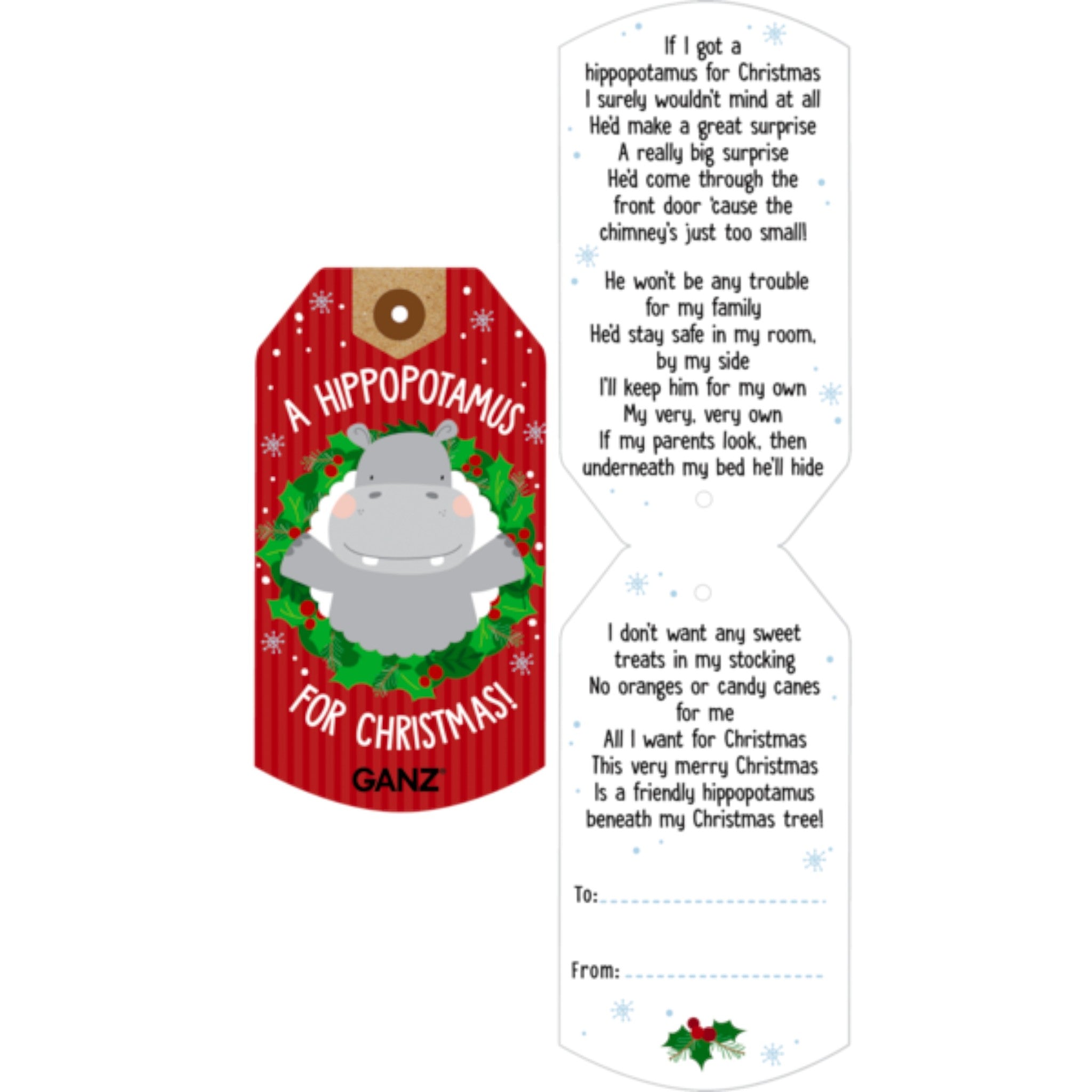 Christmas Hippo - Plush