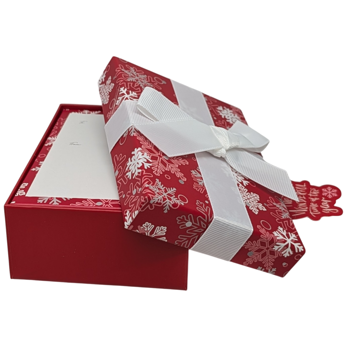 Gift Box for Gift Cards - 5" x 3.75" - Red Snowflake & Cream