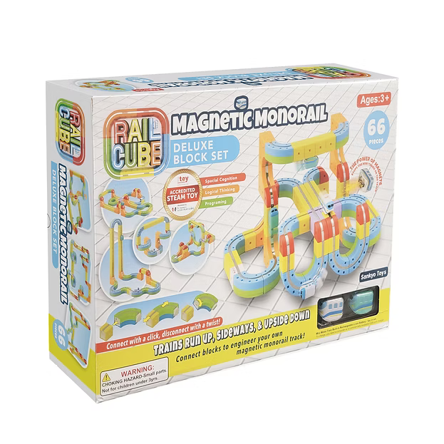 Rail Cube Deluxe Set | 66 Piece Magnetic Monorail Set