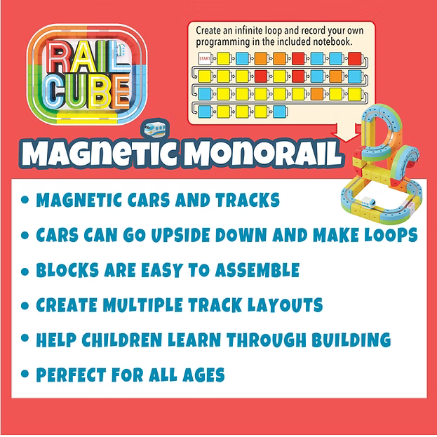 Rail Cube Starter Set | 32 Piece Magnetic Monorail Set