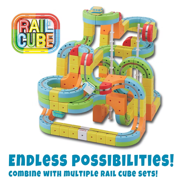 Rail Cube Deluxe Set | 66 Piece Magnetic Monorail Set