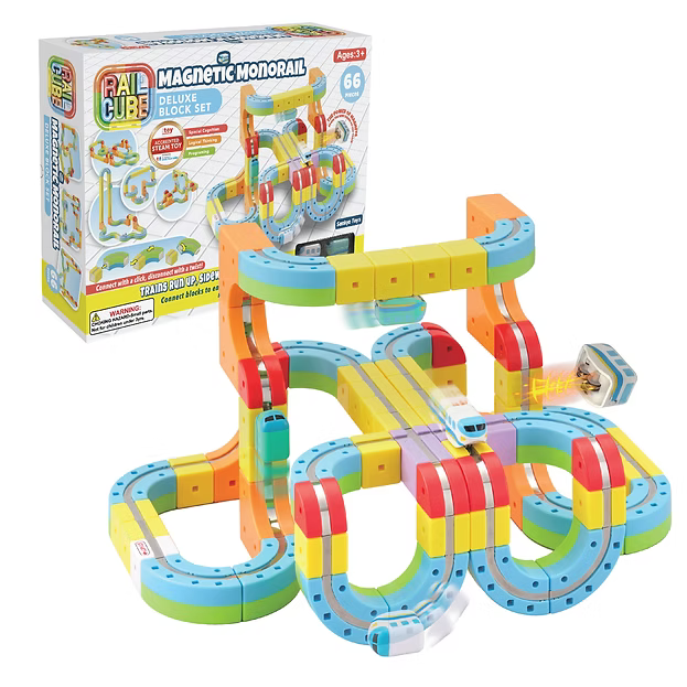 Rail Cube Deluxe Set | 66 Piece Magnetic Monorail Set