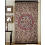 Window Panel Circle Kalamkari Red Olive by Homeportonline
