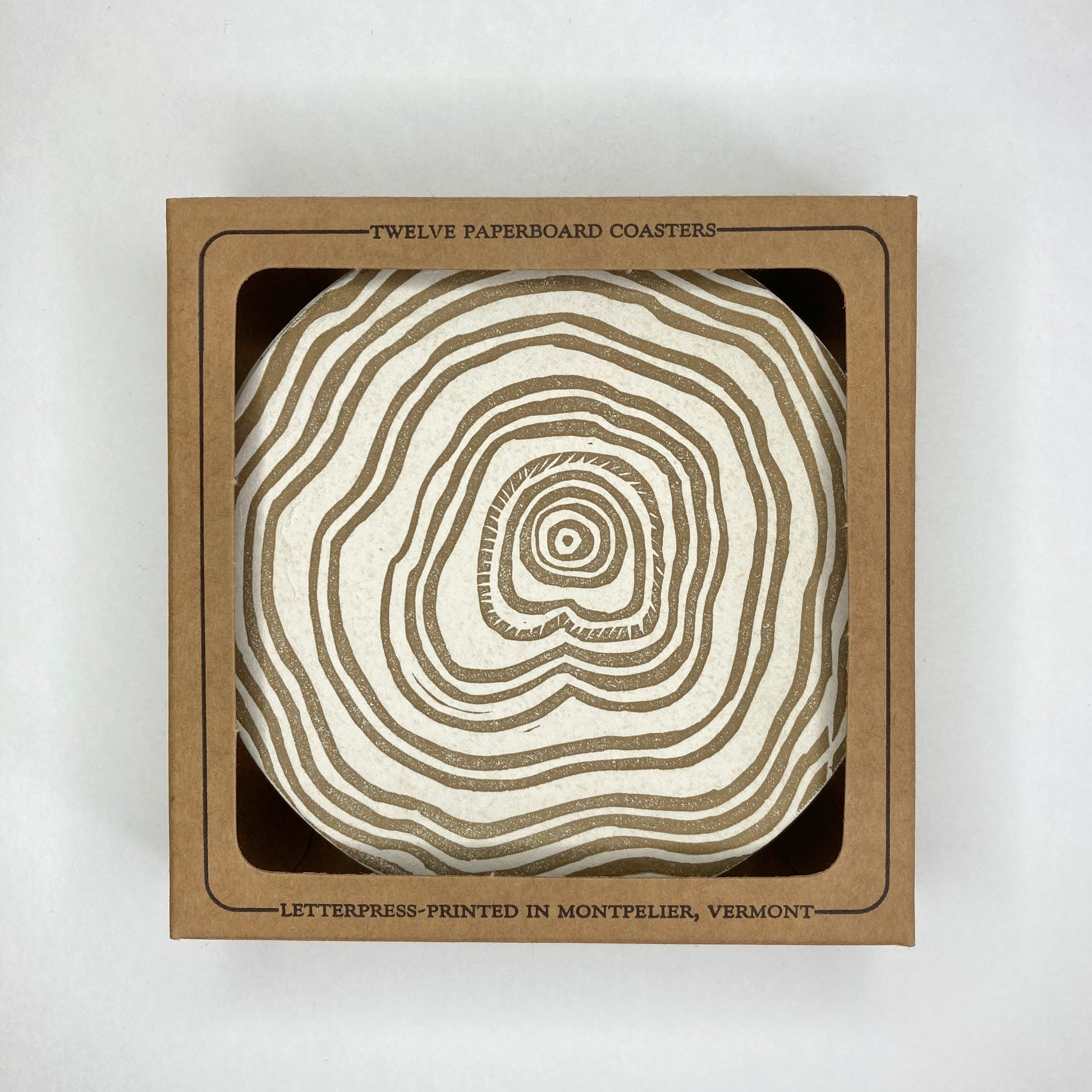 Linocut Tree Ring Coasters - May Day Studio
