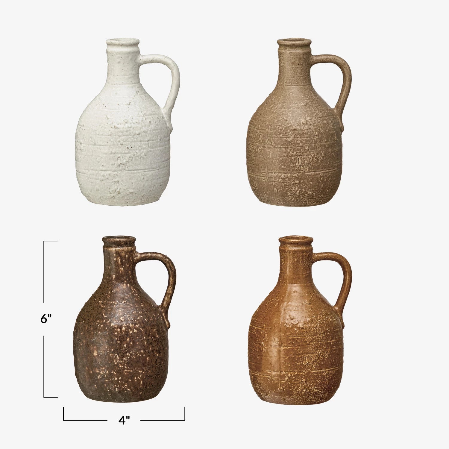 Vase Stoneware Decorative Jug 4 Colors 6"h (Sold Individually) by Homeportonline