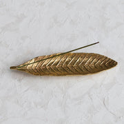 Embossed Stoneware Leaf Shaped Incense Holder w/ Gold Electroplating by Homeportonline
