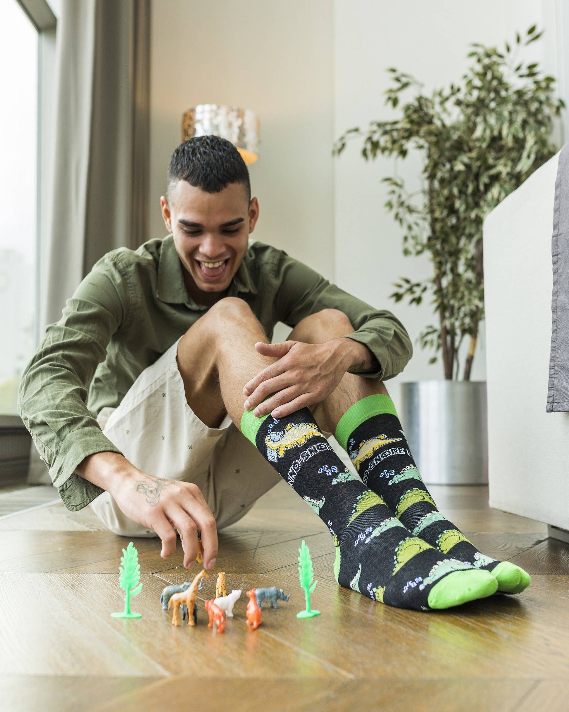 Men's Dino-Snore Socks by SidePony Boutique