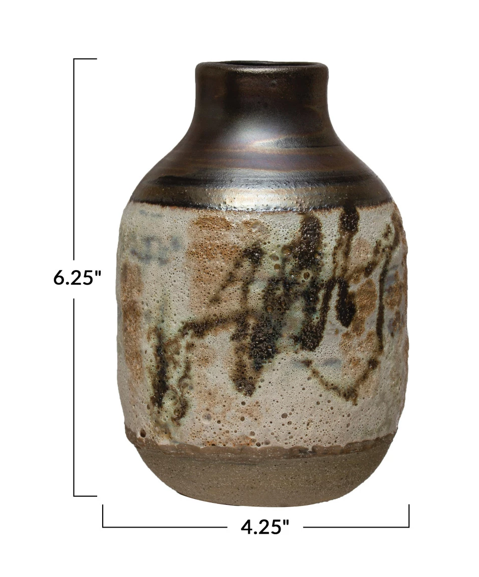 Vase Stoneware Reactive Glaze Multi Color by Homeportonline